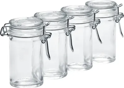 Image de Ensemble de 4 récipients de stockage pour épices Zeller, verre/métal, 4,5x8,4 cm, transparent/argenté