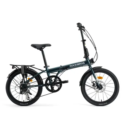 Produktbild von ROCKBROS SKN Klapprad 20 Zoll Faltrad, Hi-Ten Stahl Rahmen mit 7 Gang mit Gepäckträger & Schutzbleche City Bike Pendler EU Dunkelblau