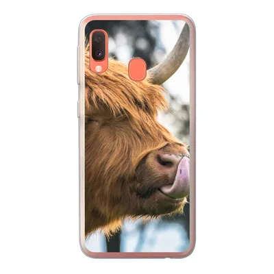 Produktbild von MuchoWow® Handyhülle Schutzhülle Hülle für Samsung Galaxy A20e Schottischer Highlander - Nase - Baum Silikon Softcase Handy Hülle - Abdeckung