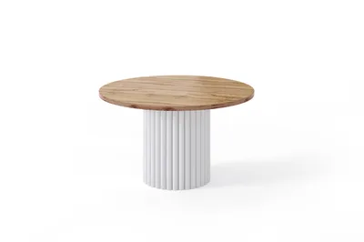 Produktbild von LOMELO Design Couchtisch rund Weiß-Wotan Ø67 – Rillenfuß, 42 cm Höhe, modern & elegant