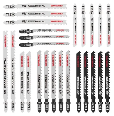 Produktbild von Stichsägeblätter Set Stichsägeblatt Decoupiersägeblatt - 25-teilig - T-Schaft - HCS, HSS und BIM - Holz, Kunststoff und Metall