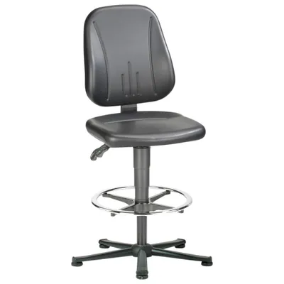 Produktbild von ESD Arbeitsstuhl, Kunstleder schwarz, Gasfeder-Sitzverstellung 580-850 mm, Kunststoffgleiter u. Fußring