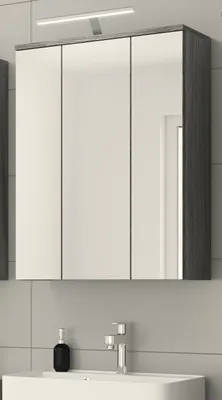 Produktbild von Badezimmer Spiegelschrank "Bailey" Rauchsilber grau Badschrank 3-türig mit LED