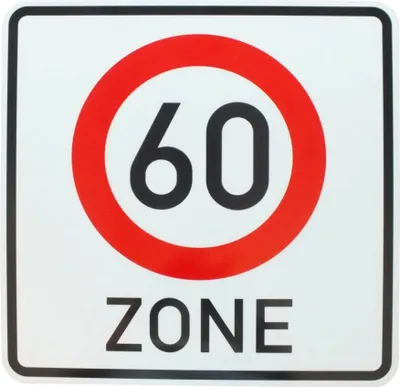 Produktbild von ORIGINAL Verkehrsschild ZONE 60 Verkehrszeichen als Geburtstagsgeschenk Schild Geburtstagsschild Zonenschild Straßenschild 42 x 42 cm Verkehrsschilder