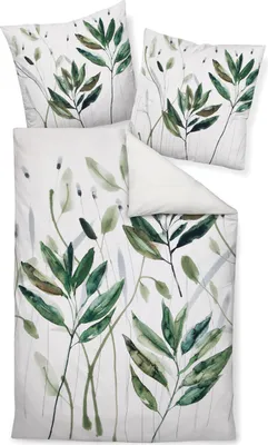 Produktbild von LOESCHEN Janine Design Mako-Satin Bettwäsche-Garnitur Modern Art 42066 Farbe Grün Größe 155x200 cm + 80x80 cm