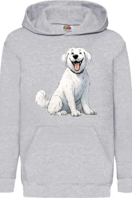 Obrázok produktu pre Detská Mikina S Kapucňou Funny Dogs Breeds Kuvasz Dog Breed, 9-11 Jahr - 140 / Heather šedá