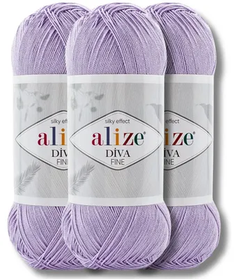 Obrázok produktu pre Alize 3x 100g priadze Diva Fine, jednotná farba, vhodné na háčkovanie a pletenie (158)