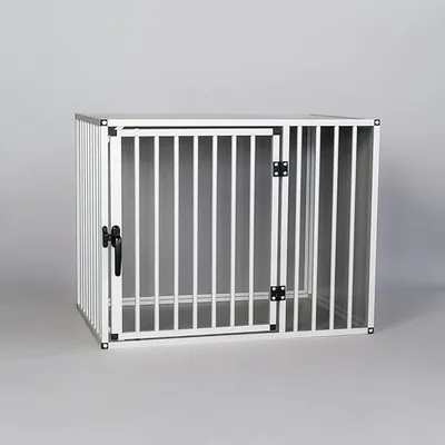 Produktbild von RHRQuality Hundenbox – Bluf XL (91 x 60 x 71 cm) – Robuste Aluminium Hundebox – Für mittelgroße Hunde – Grau