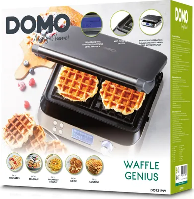 Obrázek produktu pro Domo DO9219W, 2 vafle/vaflí, Čtverec, Nerezová ocel, 1600 W, 360 mm, 172 mm