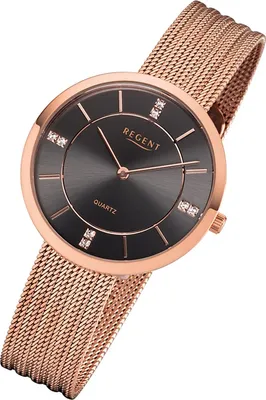 Produktbild von Regent Quarz Armbanduhr Damen F-1157 Metall Uhr rosegold Metallarmband URF1157