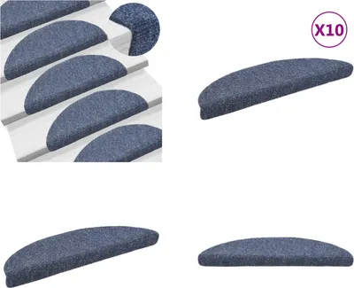 Obrázek produktu pro vidaXL Samolepicí rohože na schody 10 ks. Modrá 56x17x3 cm Vpichovaná netkaná textilie - rohože na schody - rohože na schody - koberce na schody - dekorace na schody