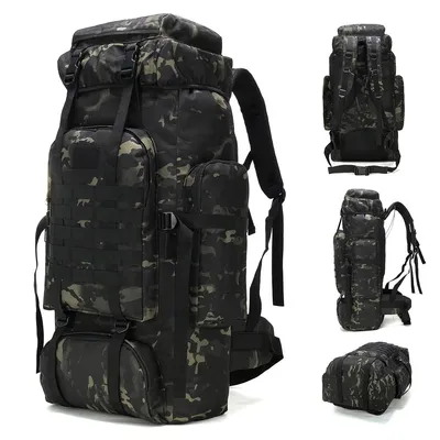 Produktbild von Großer 80L Outdoor Rucksack, Verstellbar,Sport-Rucksack mit Regenhülle, für Wandern, Camping und Bergsteigen