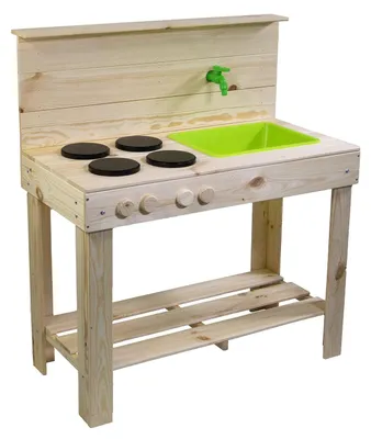 Immagine prodotto di Cucina da gioco per esterni in legno di pino, modello M, dimensioni 41 x 78 x 89 cm. Elettrodomestici per cucina da gioco, modello M