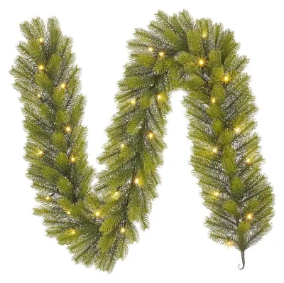 Produktbild von Black Box Trees Nagoya Girlande mit LED-Beleuchtung - Weihnachten Stimmung für drinnen - Weihnachtsdeko für Kaminsims und Treppengeländer - L180 x Ø20 cm - Grün