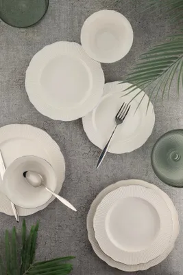 Obrázok produktu pre Hermia Concept, BNILY26YT220, jedálenský servis (26 dielov), biela, 100 % kostný porcelán, 27 x 27 cm