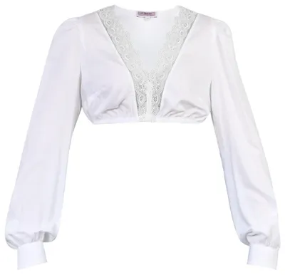 Produktbild von MarJo Dirndlbluse Buchbach für Damen, Langarm, V-Ausschnitt, weiß, Größe 32