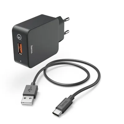 Immagine prodotto di Hama 133755 Hama Ladeset, Ladegerät QC3.0 + USB-C Kabel, 1,5m, schwarz