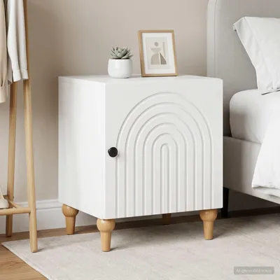 Image de vidaXL Tables de chevet, lot de 2, blanches, 43 x 34,5 x 50 cm, en panneaux de particules