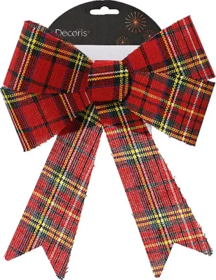 Produktbild von Weihnachtsschleife Rot kariert 26 x 22 cm - Polyester & Kunststoff