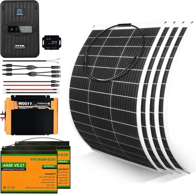 Obrázek produktu pro Solární systém – Solární sada – Solární panely – Přenosný solární panel – 520 W – 2x 100 Ah – 1100 W