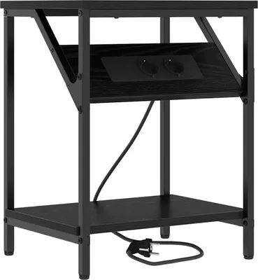 Image de vidaXL Table de chevet noire aspect chêne 38 x 30 x 48 cm en aggloméré
