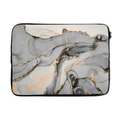 Produktbild von MuchoWow® Laptop Hülle 14 ZollMarmor - Gold - Grau Laptoptasche - Laptoptasche - Stoßsicher - Schutzhaube