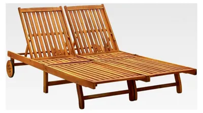 Produktbild von Zweipersonen-Sonnenliege aus Massivholz für den Garten
