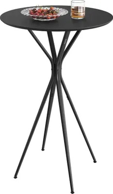 Obrázek produktu pro Barový stolek - Stabilní kovová konstrukce - 60 x 60 x 105 cm - Matná černá barva