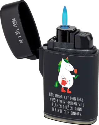 Produktbild von Mr. & Mrs. Panda Feuerzeug Einhorn Gärtner - Schwarz - Geschenk, Blume, Unicorn, Einhörner, zigarettenanzünder, Feuerzeuge, Luftballon, Garten, Zünder, Freundin