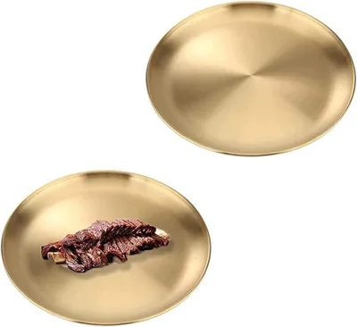 Produktbild von Runde Servierschalen - 2 Stück - Gold - Edelstahl - 20 cm