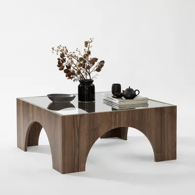 Obrázok produktu pre Skye Decor, Seine - Transparent, orech, konferenčný stolík, 100 % tvrdené sklo, priehľadný, 37 x 50 cm