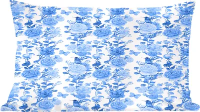 Produktbild von MuchoWow® Zierkissen Sofakissen Wohnzimmer Dekokissen 50x30 cm Blumen - Rosen - Blau - Wohnzimmerdekoration - Polster mit Photo