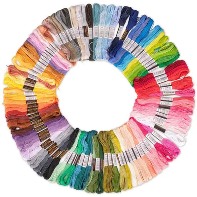 Stickgarn-Set 100 Farben, 8 m pro Strang, 6-fädig, Baumwolle