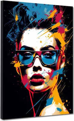 Produktbild von Pop Art abstrakt Frau Leinwandbild Wandbild XL Deko Kunst: 60x80x2cm