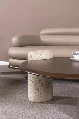Zdjęcie produktu dla Brązowy zestaw wypoczynkowy, nowoczesne sofy, designerskie fotele, stolik kawowy