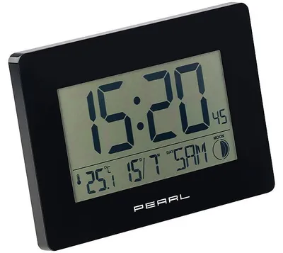Image de Horloge radio-pilotée avec température et date - Noir