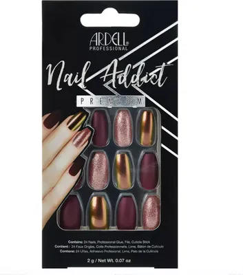 Produktbild von Ardell | 28 Tips - Künstliche Nägel - |Rot, Gold| - Größe M  - Tips - Nagelkleber - Red Cateye - Komplettset