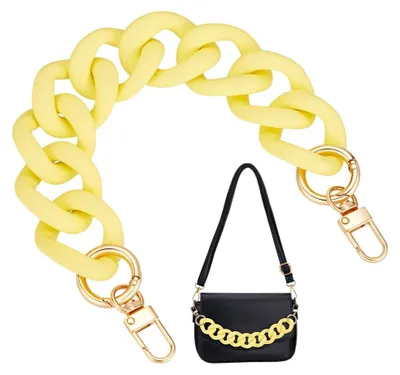 Acryl-Taschenkette 29,3 cm Gelb mit Ringen und Karabinern