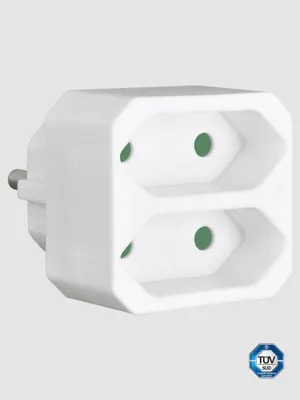 Zdjęcie produktu dla Adapter do 2 gniazd HEITECH - gniazdo wielokrotne bez wyłącznika, obciążalność do maks. 1100W - adapter wtyczka wielokrotna