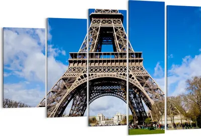 Produktbild von Bild auf Leinwand - Leinwandbild - Turm Paris Eiffle - 150x100cm - Wand Bild - Wanddeko - Leinwanddruck - Bilder - Kunstdruck - Wanddekoration - Leinwand bilder - Wandkunst - EG150x100-0154