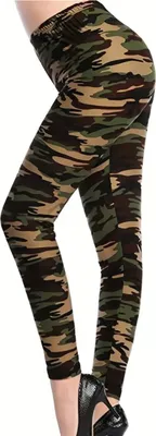 Zdjęcie produktu dla Stylowe Legginsy Camouflage Brązowe - Uniwersalne M/L KP34917