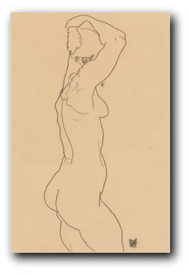 Produktbild von Kunstdruck „Stehender Akt nach rechts“ von Egon Schiele – 60×90 cm – ungerahmt