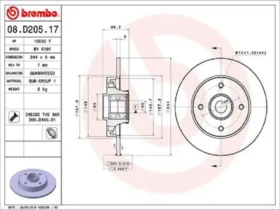 Zdjęcie produktu dla Tarcza hamulcowa BREMBO 08.D205.17