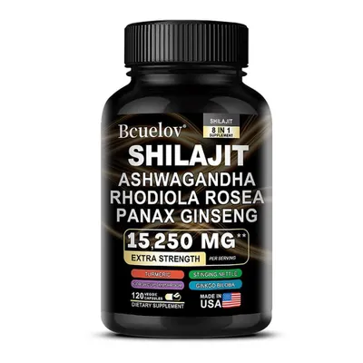 Produktbild von Shilajit Extract 15,250mg (120 Kapseln) Nahrungsergänzungsmittel, Stress, Angst, Hautvitalität, Herz, Müdigkeit, Immunsystem, Energie, Ausdauer