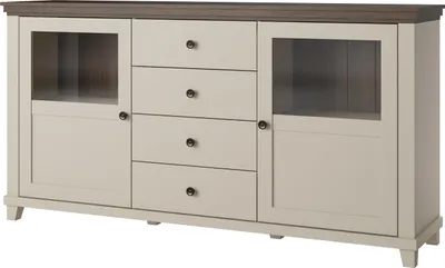 Produktbild von Masseno Kommode EVANDRO 181 cm Sideboard mit 4 Schubladen und 2 Türen für Wohnzimmer Schlafzimmer Modern 181x42x93 cm Beige / Beige