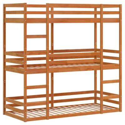 Image de Lit superposé triple sans matelas 75x190 cm bois de pin massif