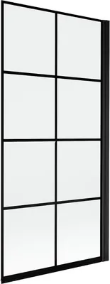 Produktbild von Mexen Mist Duschwand 1-flügelig rechts 90 x 150 cm, schwarzes Gitter, schwarz - 8A9-090-001-70-77-P