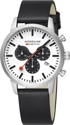 Productafbeelding van Mondaine herenhorloge, chronograaf, polshorloge, 41 mm, modelnummer MSD.41410.LBV, met leren band
