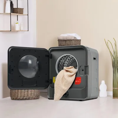 Produktbild von okwish Wäschetrockner Abgastrockner Edelstahltrockner in 830W,mit Mehrfachfiltration und 5 Programme,wandmontierbar [],Grau