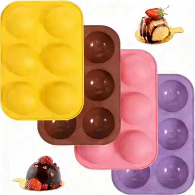 Immagine prodotto di Set di 4 stampi in silicone a forma di semisfera, con 6 cavità, ideali per torte, mousse e gelatine